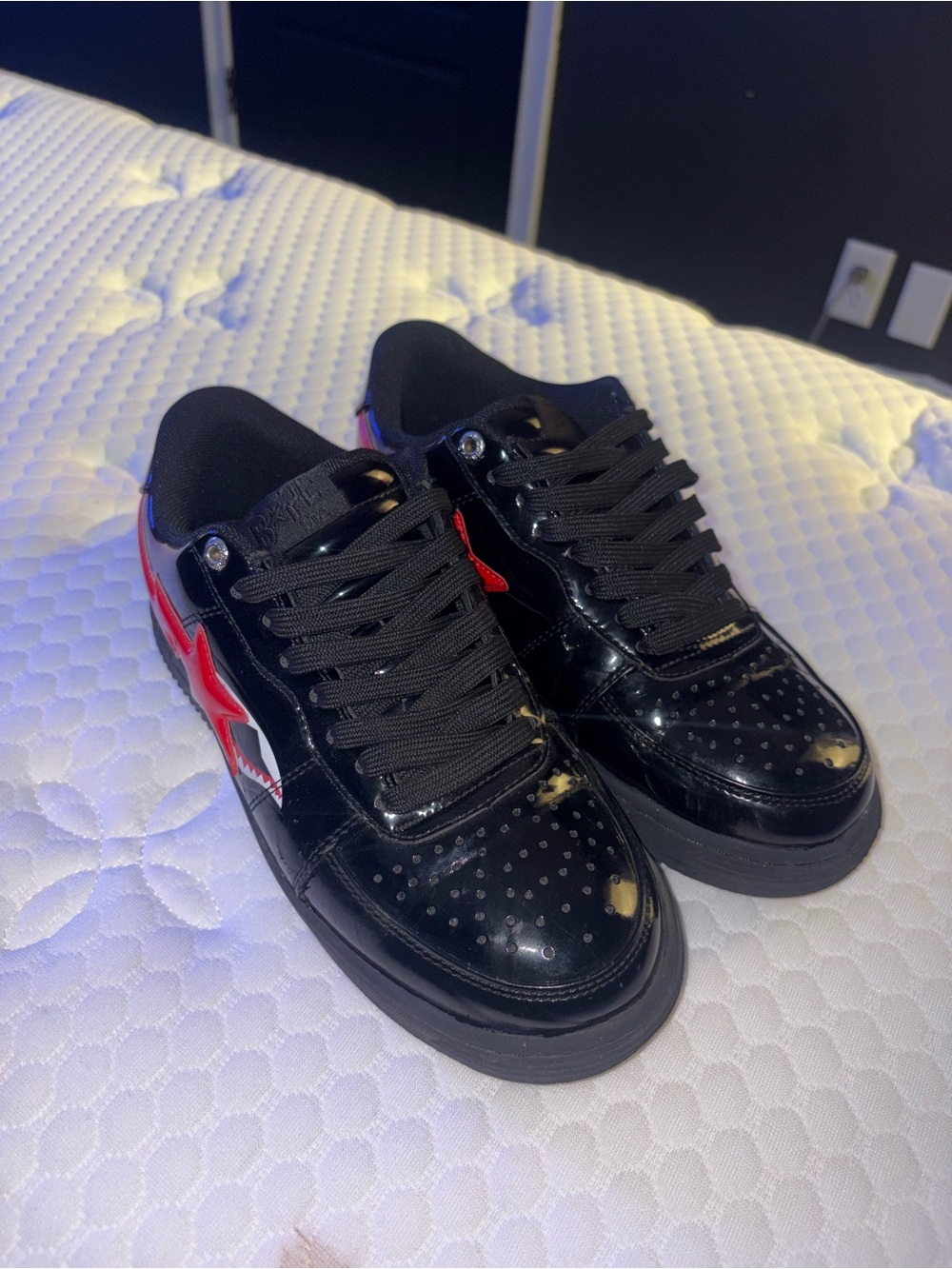 Men's Black Sneakers with Red Star Accent
